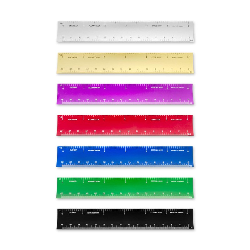 Alumicolor 6-inch Aluminum Engineer Hollow Scale for School, Office, Art