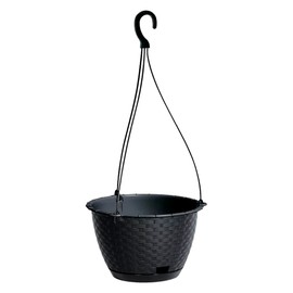 Prosper Plast DRLW215-S433 21.7 x 14.2 cm Ratolla Round Flowerpot with Hook - Anthracite