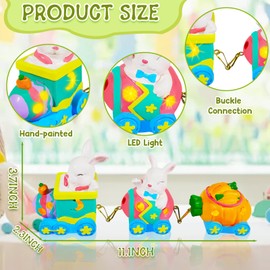 Rileryan Easter Rabbit Train Figurines Decor Easter Village Centerpieces for Table Shelf Sitters Tabletop Mantel Desk Decoration Dining Room Home Indoor Decorations Gift