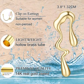 Kakonia Gold Clip On Earrings for Women Trendy Non Piercing Flower Dangle Earrings Floral Earring 14K Gold Plated Lightweight Earrings for Non-Pierced Ears Fake Earrings Set-D