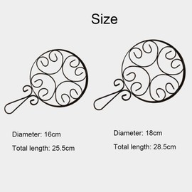 Hosoncovy Cast Iron Hot Pot Holder Pad with Handle,Heat Resistant Pot Mat Hot Pot Trivet Mat Table Place Mat Kitchen Worktop Protector Dish Mat (Black, S)