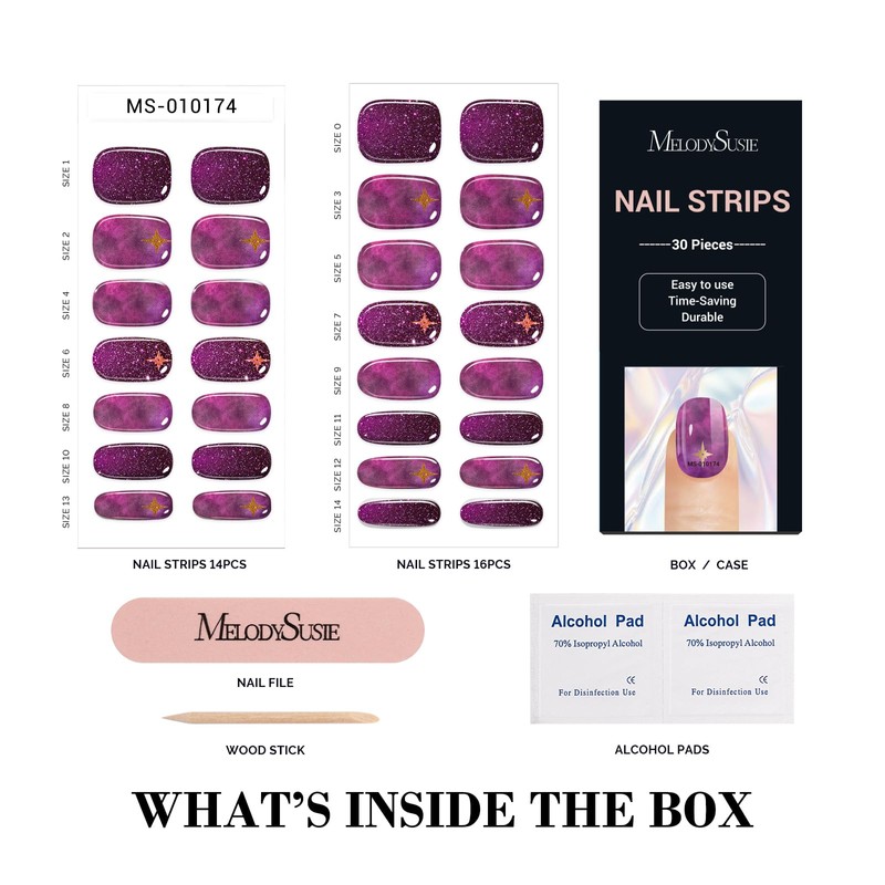 MelodySusie Semi Cured Gel Nail Strips (Deep Purple Sky)- Works