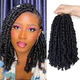8 Packs Passion Twist Crochet Hair, Natural Black Pre-twisted Passion Twist Hair, 10 Inch Short Passion Twist Crochet Braids, Pre Looped Crochet Hair for Black Women