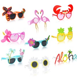 NB2GHYQJ Hawaiian Luau Party Sunglasses 9 Pairs Novelty Party Sunglasses Pool Tropical Beach Themed Party Supplies Decoration Summer Party Favors