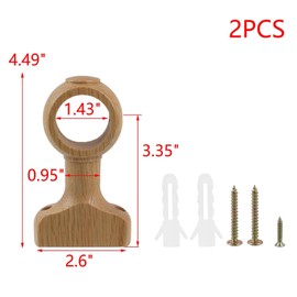 MY MIRONEY 2PCS Wood Curtain Rod Holders Hardware Wooden Curtain Rod Bracket Wood Color Wall Mounted Drapery Rod Hangers for 1-3/8" Rods