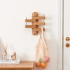 TREOAKWIS Oak Wood Coat Hooks, Coat Rack Wall Mount Swivel
