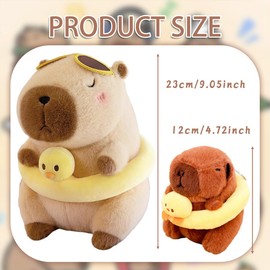 GVMJHYK Capybara Cuddly Toy Set with Key Fob, Cute Plush Toy with Ducks, Swimming Ring, Gift for Children, Girls, Boys, Room Decoration, School, Birthday, Car Decoration