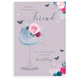 For My Wonderful Friend Birthday Card - Size 6" X 9"