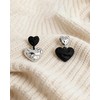 Desnuage Asymmetrical Black Silver Heart Dangle Earrings for Women Hammered