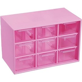 Mini Plastic Drawer Organiser, Art Craft Organisers and Storage Used In Desk, Vanity in Home Or Office, 9 Removable Drawers for DIY Crafts, Art Supply, Office Supplies and Jewellery - Rose