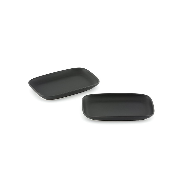 Hanseküche Mezzeteller Stoneware Set of 4 Appetizer Plates Rectangular Black