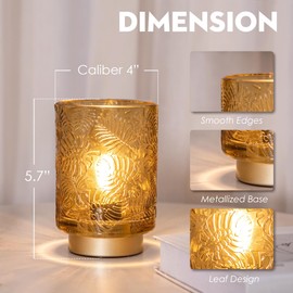 ULAROOM Small Battery Operated Lamp-Portable Cordless Table Lamps with LED Bulb for Home Decor,Wireless Leaf Battery Powered Lamp for Bedroom Living Room Dorm Decor Aesthetic (Jade Green)