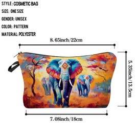 Livel lhood Ethnic Elephant Makeup Bag Cute Small Organizer Zipper Pouch Ethnic Elephant Cosmetic Bag Birthday Present for Elephants Lovers Women Friends-5, hzj0775