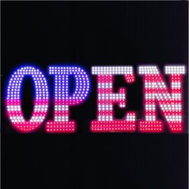 40'' x 14" Led Open Signs for Business, Ultra Bright Large Open Closed Sign with Hanging Installation, Light Up Sign for Bar Store Restaurant Office Hotel Salon USA Flag