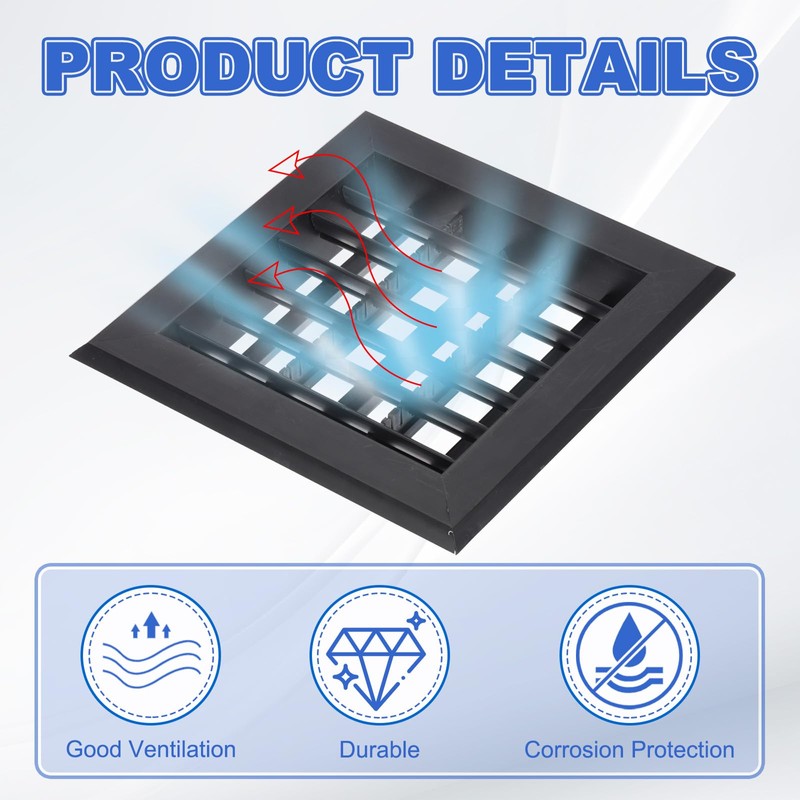 PATIKIL 6x6 Inch Plastic Ventilation Grille, Adjustable Outlet Air Vent