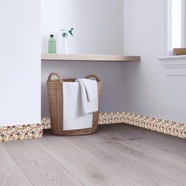 IOHEFY Vintage Rose Wallpaper Border 196x4 Inch Peel and Stick Wall Border Removable Vinyl Wall Trim Elegant Floral Pattern for Kitchen Bathroom Living Room Bedroom Mirror Cabinet Home Decor