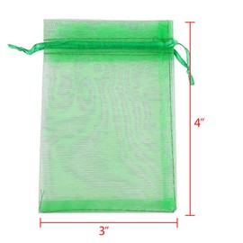 Boshen 100/200PCS Organza Gift Candy Sheer Bags Mesh Jewelry Pouches Drawstring Bulk for Wedding Party Favors Festival Christmas Valentine's Day 3"x4" 4"x6" 5"x7" (3" X 4"(100PCS), Green)