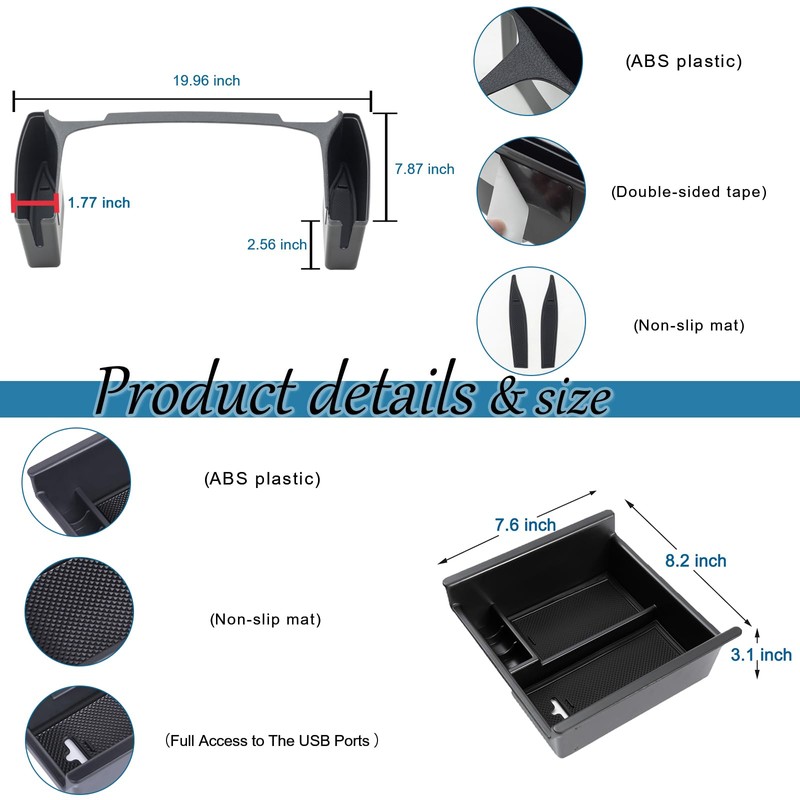 JDMCAR 2PCS Upgrade Gear Shift Organizer Tray and Center Console