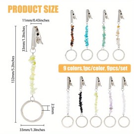 Unbranded Natural stone Chip Long Clips with Alloy Split Key Rings Iron ID Clips 132mm