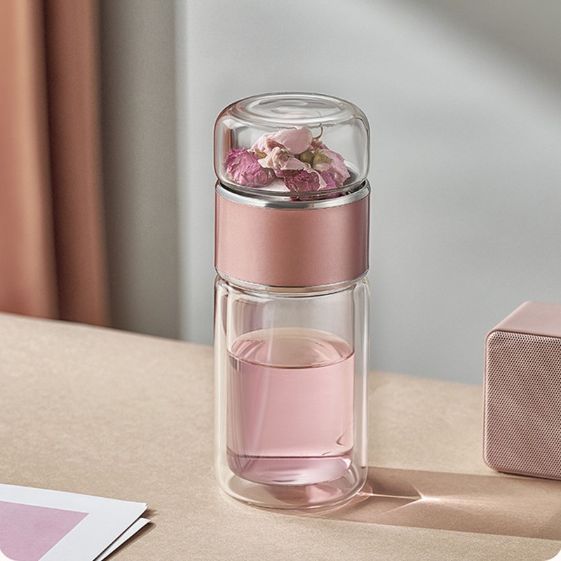 Tea Infuser Bottle 420ml Double Layer Stainless Steel Leakage Proof