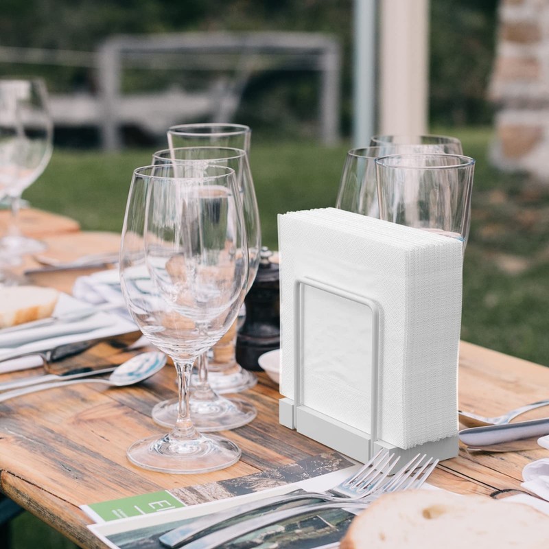 Napkin Holder for Table, Bamboo Iron Standing Napkin Dispenser for