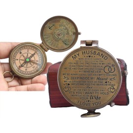 Husband Gifts, Engraved Compass, Gift for Husband,Anniversary,Wedding Gift for Him, Long Distance Boyfriend Gift, Fiance Gift I Miss You Long Distance Relationship Gift (#7 to My Husband)