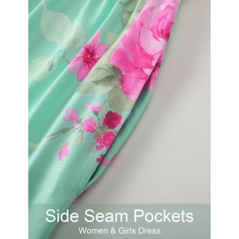 Mommy Me Floral Dresses Outfits Mother Daughter Baby Girls Matching Ruffle Sleeve Summer Dress Bow Headband Green 12-18 Months