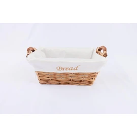 Rectangle Bread Basket with wooden handles and Washable Lining with the wording BREAD Embroidered