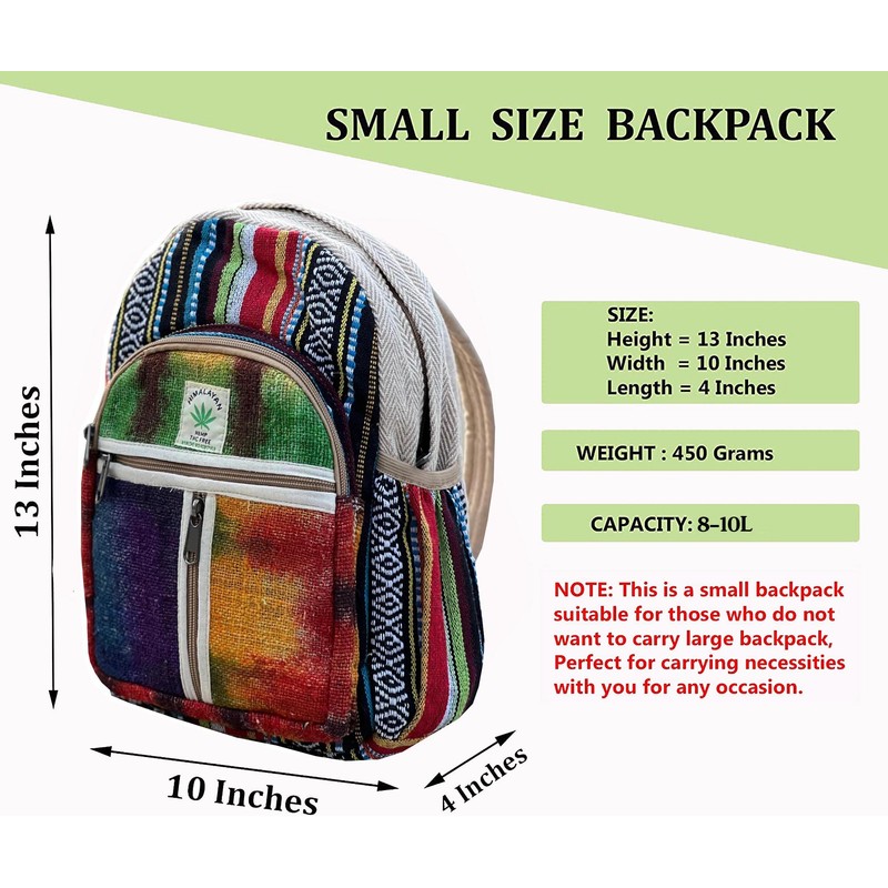 KayJayStyles Handmade Natural Hemp Nepal Backpack Purse Small Lightweight Daypack