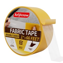 Anyknow Double Sided Fabric Tape Heavy Duty，1inch x 66FT Double Stick Carpet Tape，Fabric Tape Multifunctional Double Sided High Stickness Strong Tape for Clothes Carpet