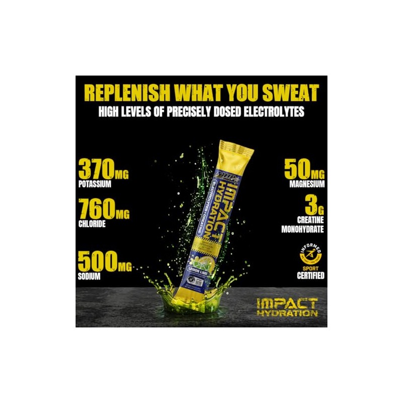 MHP Impact Hydration Electrolyte Creatine Sports Drink Stick Pack, No