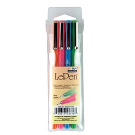 Uchida of America 4-Piece 0.3 Point Size Le Drawing Pen Set Art Supplies, Bright