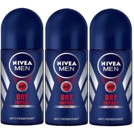 Nivea for Men Dry Impact Antiperspirant Deodorant Roll-on 50ml (3 Pack)