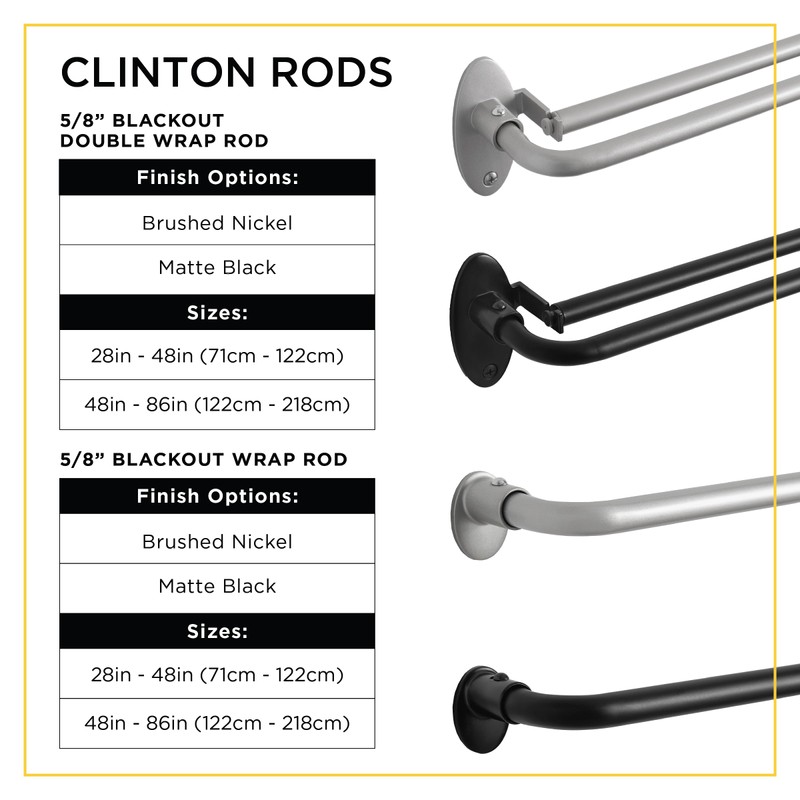 Eclipse Clinton Curtain Rods, Black Out Curtain Rod, 5/8 Inch