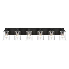 Wanluce 6-Light Bathroom Vanity Light, Bathroom Lighting Fixtures Over Mirror with Clear Glass Shade, Black Vanity Lights for Bathrrom, Modern Farmhouse Bathroom Wall Sconces Vanity Lighting Fixtures