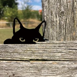 SUPERDANT Cat Garden Decor Peeping Cat Black Silhouette Outdoor Decor Animals Metal Garden Stakes Decorative Metal Yard Art for Yard Lawn Patio Gift for Gardeners Cats Lover