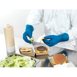 Ansell VersaTouch 87-195 Natural rubber latex gloves, chemical & liquid protection, Blue, Size 7.5-8 (Pack of 12 pairs)
