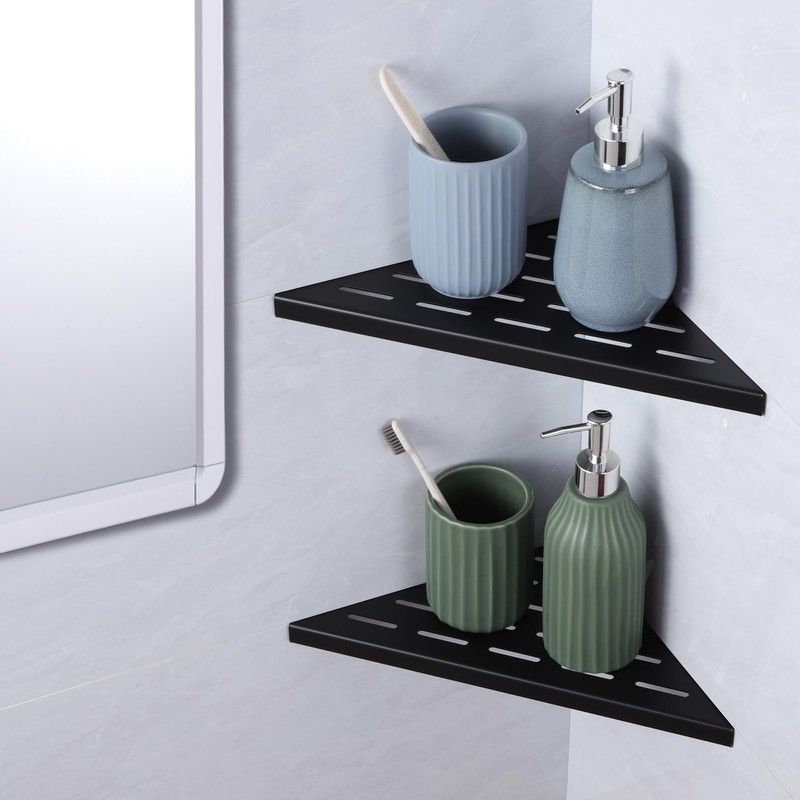 Xiarnotogi 10" Corner Shower Shelf, 2-Pack Bathroom Shelves for Tile