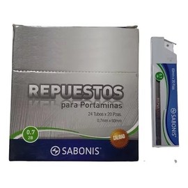 Minas 2B Sabonis Graduacion 0.7 Caja con 24 Tubos De 20 Puntillas Cada Tubo 0.7MM