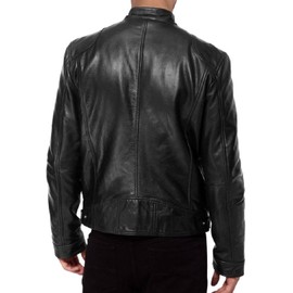 Laverapelle Men's Sword Black Genuine Lambskin Leather Biker Jacket (Black, Extra Large, polyester Lining) - 1501533