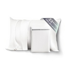 PROMEED 100% Mulberry Silk Toddler Pillowcase 13 x 18, Premium Natural 23 Momme Real Silk Pillow Case Toddler/Travel Size with Free Laundry Bag (1pc, White)