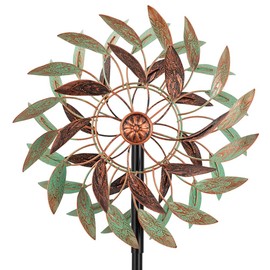 VEWOGARDEN 360° Outdoor Metal Wind Spinners Kinetic Wind Sculptures & Spinners for Yard Garden Lawn Patio Decorations, Light Green & Bronze