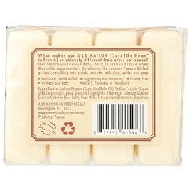 Jabón en barra de leche de cabra, jabón de manos hidratante natural de triple molienda francesa (4 barras de jabón, 3,5 oz)