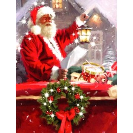 4U From Me SANTA CLAUS HOLDING LANTERN 4U Christmas Greeting Card New w/ Envelope OLA-1