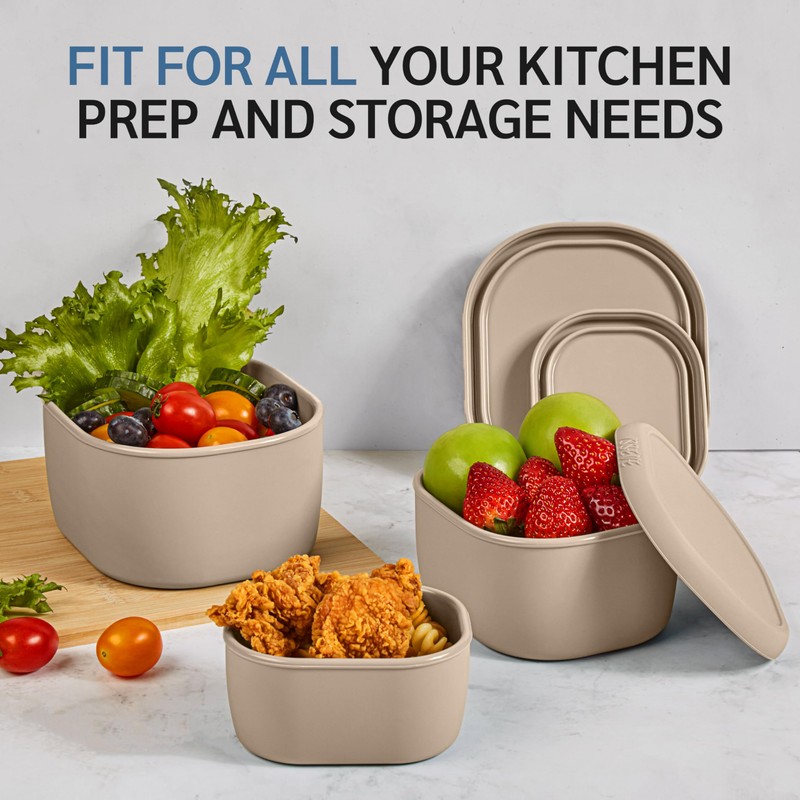ISSEVE 6Pcs/Set Nesting Silicone Food Storage Containers with Lids, BPA