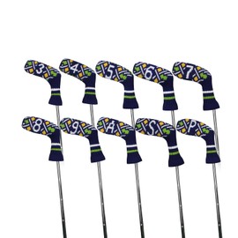 Scott Edward Set of 10 Golf Iron Headcovers Cute Basic Sock Shape Washable Durable Golf Club Head Protector (Four-color Pattern)