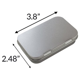 JUVITUS 3 oz Metal Hinge Top Steel Tin Container Medium Rectangular (10 Pack) for Storage, Travel, Gifts