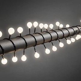 Konstsmide LED Globelichterkette, große runde Dioden, 80 warm weiße Dioden, 24V Außentrafo, schwarzes Kabel - 3696-107