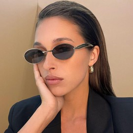 SODQW Retro Oval Sunglasses for Women Vintage Round Sun Glasses with Gold Metal Temples UV400 Protection 2025 Shades