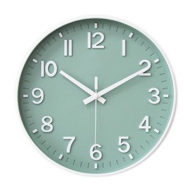 HZDHCLH Wall Clock 12 Inch Silent Non Ticking Clock for Living Room Bedroom Kitchen Office (Green white)